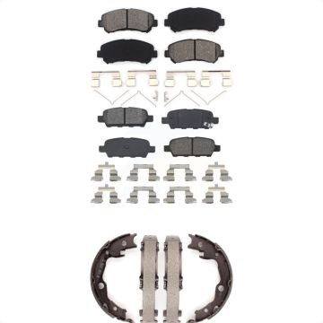 Front Rear Semi-Metallic Brake Pads Parking Shoes Kit For Nissan Rogue Sentra Juke Select KSN-100823