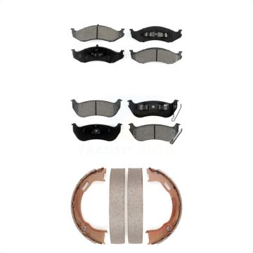 Front Rear Semi-Metallic Brake Pads And Parking Shoes Kit For Jeep Wrangler TJ KSN-100829