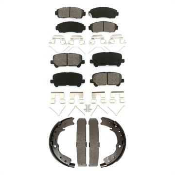 Front Rear Semi-Metallic Brake Pads And Parking Shoes Kit For 2011-2017 Honda Odyssey KSN-100835