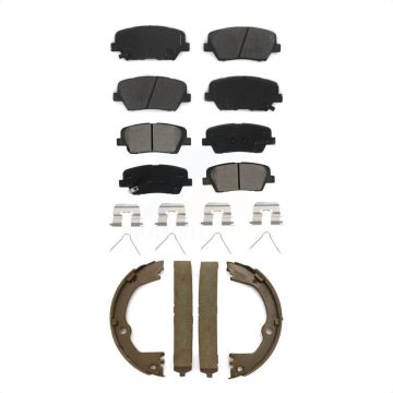 Front Rear Semi-Metallic Brake Pads Parking Shoe Kit For 2017-2018 Hyundai Santa Fe Sport KSN-100870