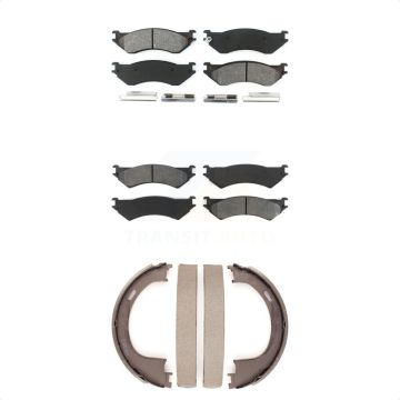 Front Rear Semi-Metallic Brake Pads And Parking Shoes Kit For Ford F-150 Heritage KSN-100877