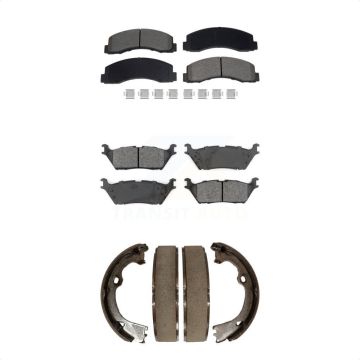 Front Rear Semi-Metallic Brake Pads And Parking Shoes Kit For Ford F-150 KSN-100895
