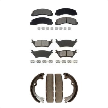 Front Rear Semi-Metallic Brake Pads And Parking Shoes Kit For Ford F-150 KSN-100896