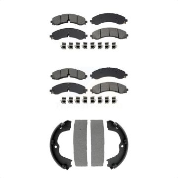 Front Rear Semi-Metallic Brake Pads And Parking Shoe Kit For GMC Chevrolet Sierra 2500 HD KSN-100923