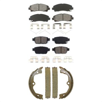 Front Rear Semi-Metallic Brake Pads And Parking Shoes Kit For 2009-2014 Acura TL KSN-100924