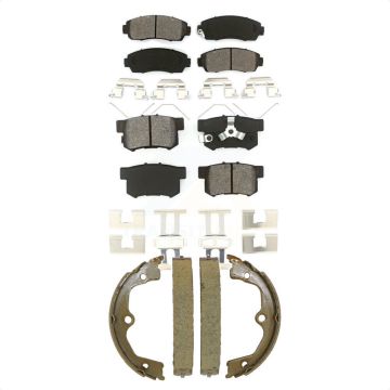 Front Rear Semi-Metallic Brake Pads And Parking Shoes Kit For Honda Crosstour Accord KSN-100926