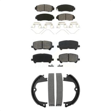 Front Rear Semi-Metallic Brake Pads And Parking Shoes Kit For 2019-2024 Honda Passport KSN-100929