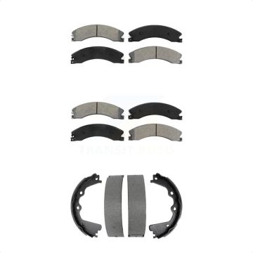 Front Rear Semi-Metallic Brake Pads And Parking Shoe Kit For GMC Chevrolet Sierra 2500 HD KSN-100937