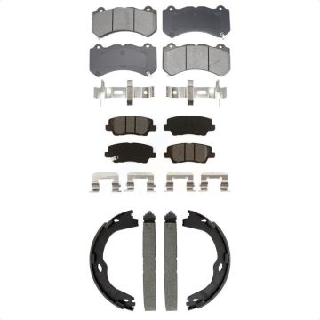 Front Rear Semi-Metallic Brake Pads And Parking Shoes Kit For Cadillac CTS KSN-100940