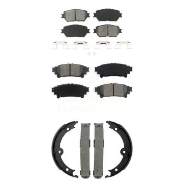 Front Rear Semi-Metallic Brake Pads And Parking Shoe Kit For 2014 Lexus IS250 C F Sport KSN-100952