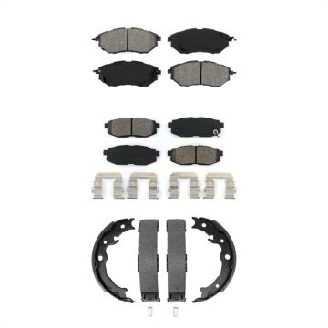 Front Rear Semi-Metallic Brake Pads & Parking Shoe Kit For 2014-2018 Subaru Forester 2.0L KSN-100970