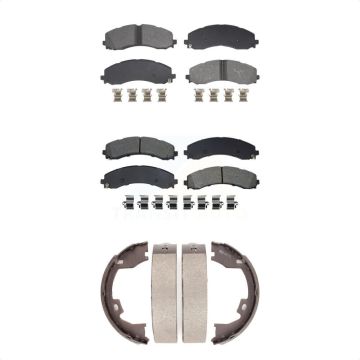 Front Rear Semi-Metallic Brake Pads & Parking Shoe Kit For Ram 3500 With Dual Wheels KSN-100977