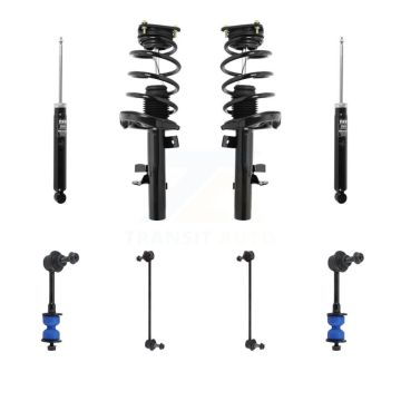 Front Rear Complete Strut Shock & TOR Bar Link Kit (8Pc) For 2013-2018 Ford Focus ST KSS-107741