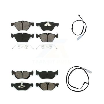 Front Rear Semi-Metallic Disc Brake Pads And Wear Sensors Kit For BMW 128i 3.0L KSW-100034