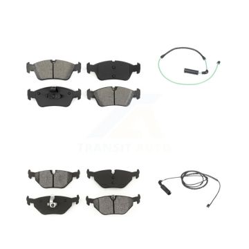 Front Rear Semi-Metallic Disc Brake Pads And Wear Sensor Kit For 2001-2005 BMW 325xi 2.5L KSW-100067