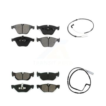 Front Rear Semi-Metallic Brake Pad And Wear Sensor Kit For 2009-2010 BMW 328i xDrive 3.0L KSW-100094