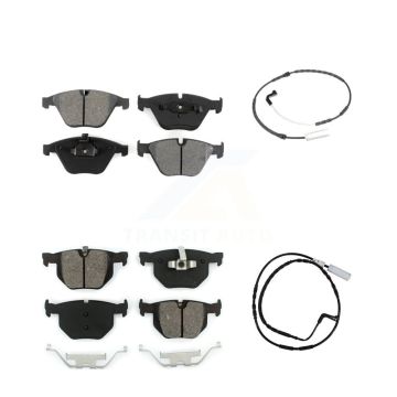 Front Rear Semi-Metallic Brake Pad And Wear Sensor Kit For 2009-2010 BMW 335i xDrive 3.0L KSW-100095