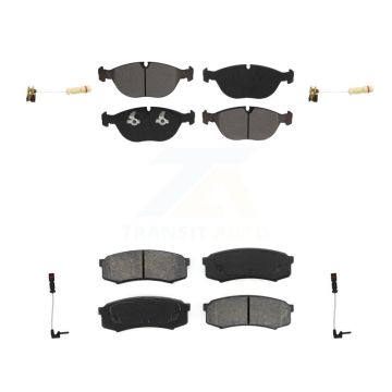 Front Rear Semi-Metallic Brake Pads & Wear Sensor Kit For 2000 Mercedes-Benz C43 AMG 4.3L KSW-100146