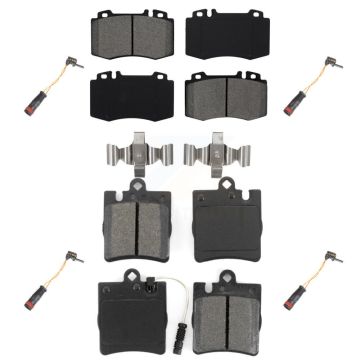 Front Rear Semi-Metallic Brake Pads & Extra Wear Sensor Kit For Mercedes-Benz C230 SLK350 KSW-100171