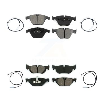 Front Rear Semi-Metallic Disc Brake Pad And Wear Sensor Kit For 2012 BMW 328i xDrive 3.0L KSW-100183