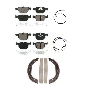 Front Rear Semi-Metallic Disc Brake Pads And Wear Sensors Kit (5Pc) For 2006 BMW 330i KSW-100208