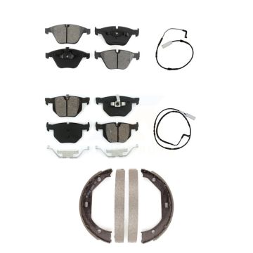 Front Rear Semi-Metallic Disc Brake Pads And Wear Sensor Kit (5Pc) For BMW 335i 335d 3.0L KSW-100236