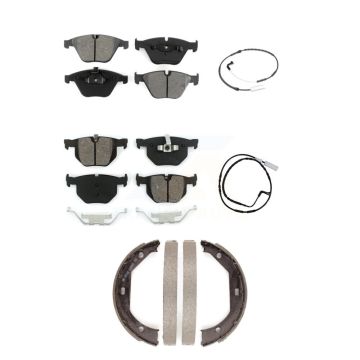 Front Rear Semi-Metallic Brake Pad & Wear Sensor Kit (5Pc) For 09-10 BMW 335i xDrive 3.0L KSW-100239
