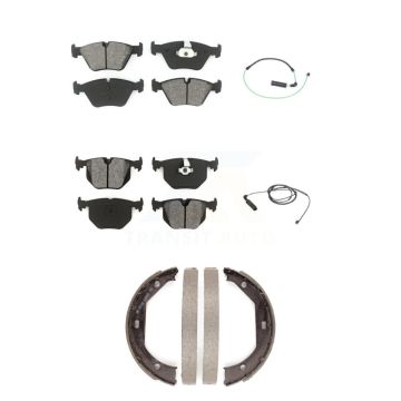 Front Rear Semi-Metallic Brake Pads & Wear Sensor Kit (5Pc) For BMW 330Ci 330i 330xi 3.0L KSW-100243