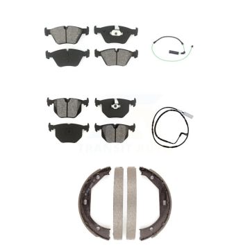 Front Rear Semi-Metallic Disc Brake Pad And Wear Sensor Kit (5Pc) For 2005 BMW 330xi 3.0L KSW-100245