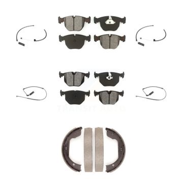Front Rear Semi-Metallic Disc Brake Pads And Wear Sensors Kit (7Pc) For BMW X5 KSW-100248