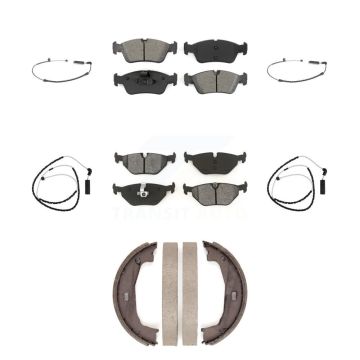 Front Rear Semi-Metallic Disc Brake Pads And Wear Sensors Kit (7Pc) For BMW Z4 KSW-100249