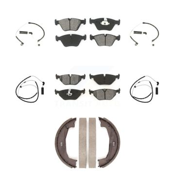 Front Rear Semi-Metallic Disc Brake Pads And Wear Sensors Kit (7Pc) For BMW Z4 KSW-100250