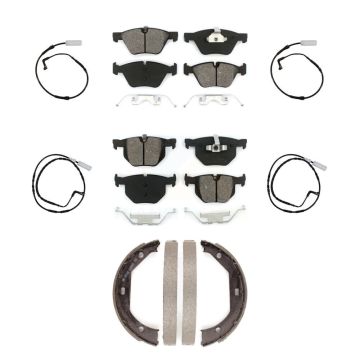 Front Rear Semi-Metallic Disc Brake Pads And Wear Sensors Kit (7Pc) For 2006 BMW 330i KSW-100257