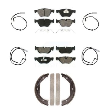 Front Rear Semi-Metallic Brake Pads Wear Sensor Kit (7Pc) For 07 BMW 328i Wagon with 3.0L KSW-100260