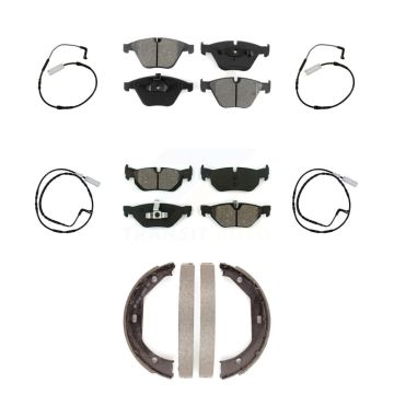 Front Rear Semi-Metallic Disc Brake Pads And Wear Sensors Kit (7Pc) For BMW 328i KSW-100261