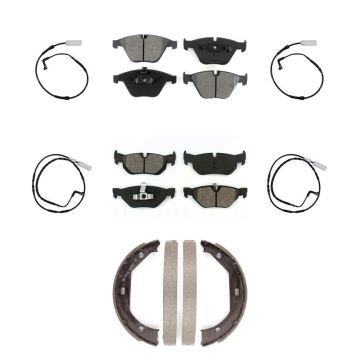 Front Rear Semi-Metallic Disc Brake Pads And Wear Sensors Kit (7Pc) For BMW 328i KSW-100262