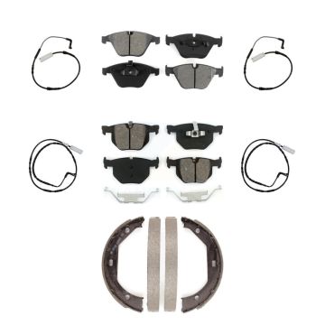 Front Rear Semi-Metallic Disc Brake Pads And Wear Sensor Kit (7Pc) For BMW 335i 335d 3.0L KSW-100263