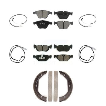 Front Rear Semi-Metallic Disc Brake Pads And Wear Sensors Kit (7Pc) For BMW 328i xDrive KSW-100264