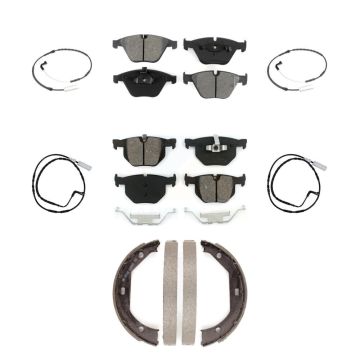 Front Rear Semi-Metallic Brake Pad & Wear Sensor Kit (7Pc) For 09-10 BMW 335i xDrive 3.0L KSW-100265