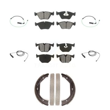 Front Rear Semi-Metallic Brake Pads & Wear Sensor Kit (7Pc) For BMW 330Ci 330i 330xi 3.0L KSW-100267
