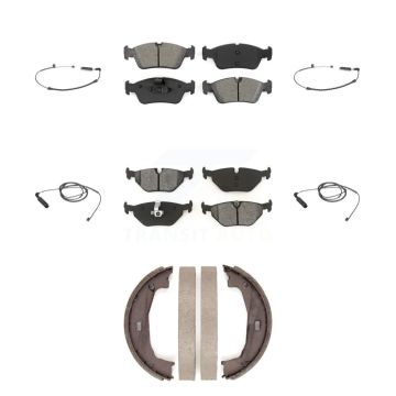 Front Rear Semi-Metallic Brake Pads & Wear Sensor Kit (7Pc) For BMW 325i 325Ci 320i 323Ci KSW-100268