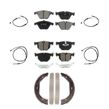 Front Rear Semi-Metallic Disc Brake Pad And Wear Sensor Kit (7Pc) For BMW 335i 335is 335d KSW-100269