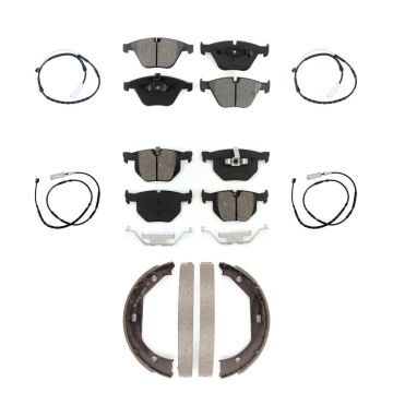Front Rear Semi-Metallic Disc Brake Pads And Wear Sensors Kit (7Pc) For BMW X1 KSW-100271