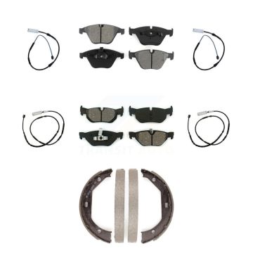 Front Rear Semi-Metallic Disc Brake Pads And Wear Sensors Kit (7Pc) For BMW X1 KSW-100273