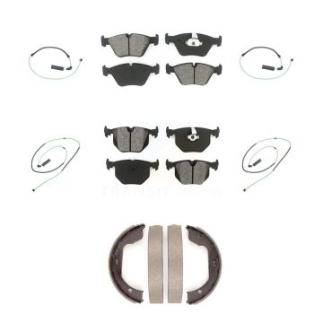 Front Rear Semi-Metallic Disc Brake Pad & Wear Sensor Kit (7Pc) For 2005-2006 BMW M3 3.2L KSW-100275