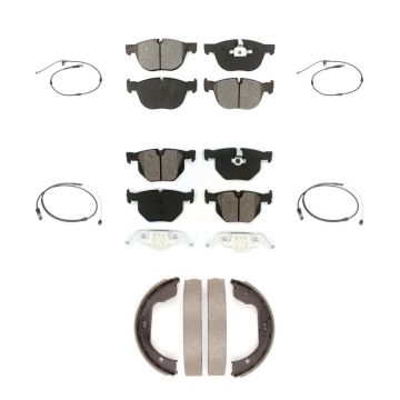 Front Rear Semi-Metallic Disc Brake Pads And Wear Sensors Kit (7Pc) For BMW X5 X6 KSW-100277