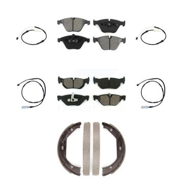 Front Rear Semi-Metallic Disc Brake Pads And Wear Sensors Kit (7Pc) For BMW 328i xDrive KSW-100280