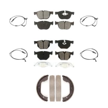 Front Rear Semi-Metallic Disc Brake Pads And Wear Sensors Kit (7Pc) For BMW X5 X6 KSW-100282