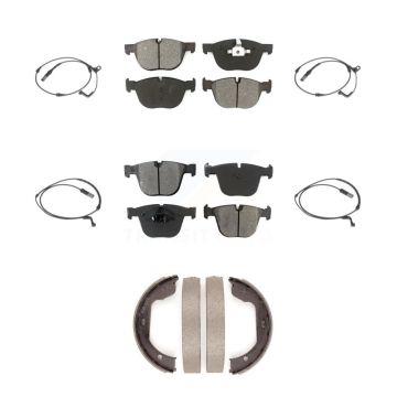 Front Rear Semi-Metallic Disc Brake Pads And Wear Sensors Kit (7Pc) For BMW X5 X6 KSW-100283