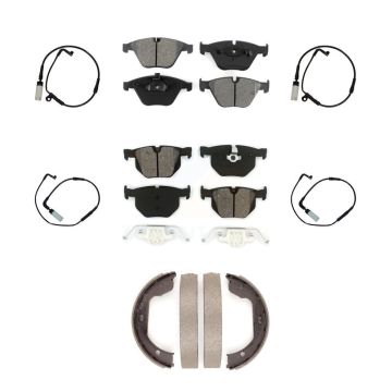 Front Rear Semi-Metallic Brake Pads & Wear Sensor Kit (7Pc) For BMW 530i 528i xDrive 525i KSW-100285